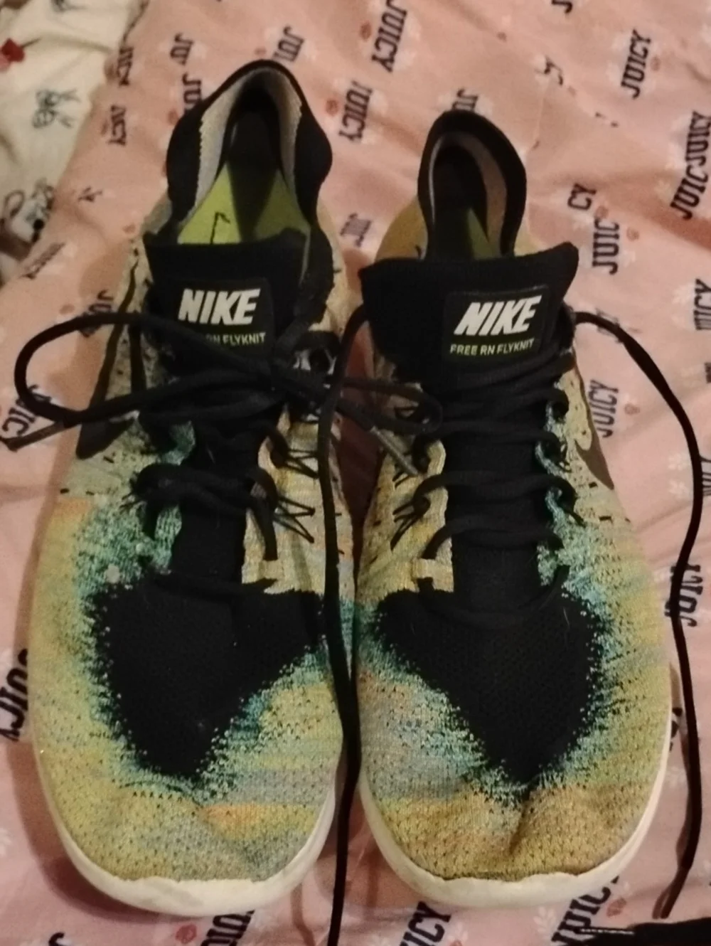 Nike Flyknit Running Shoes in Yellow, Black and Teal